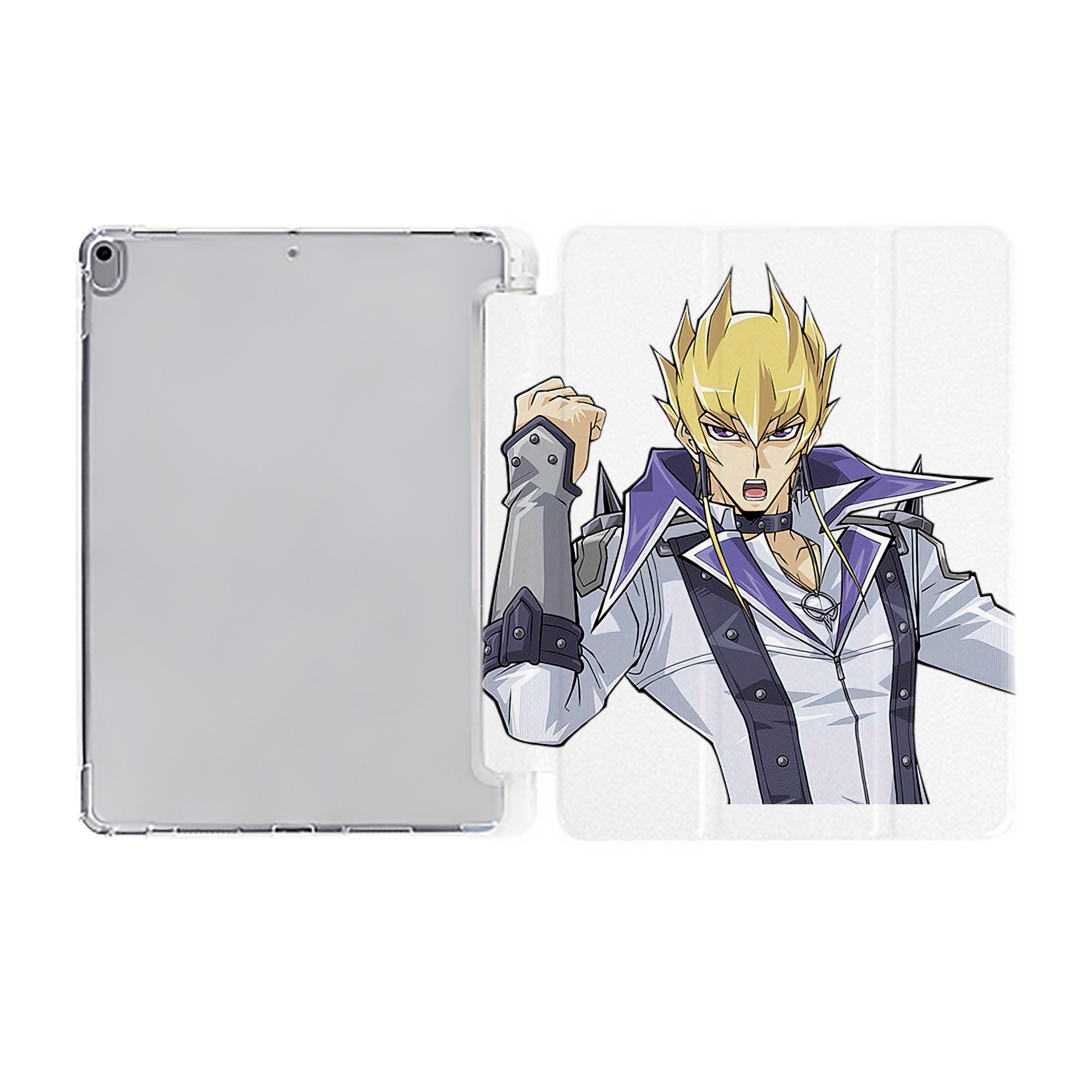 （画像用） 遊☆戯☆王 Yu-Gi-Oh! IPad ケース ペン収納付き 三つ折りスタンド PUレザー×シリコン 対応機種9.5/10.5/10.9インチ